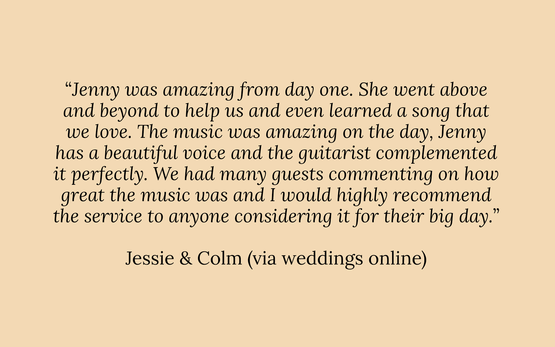 A positive review of Jenny O'Donovan - Wedding Singer