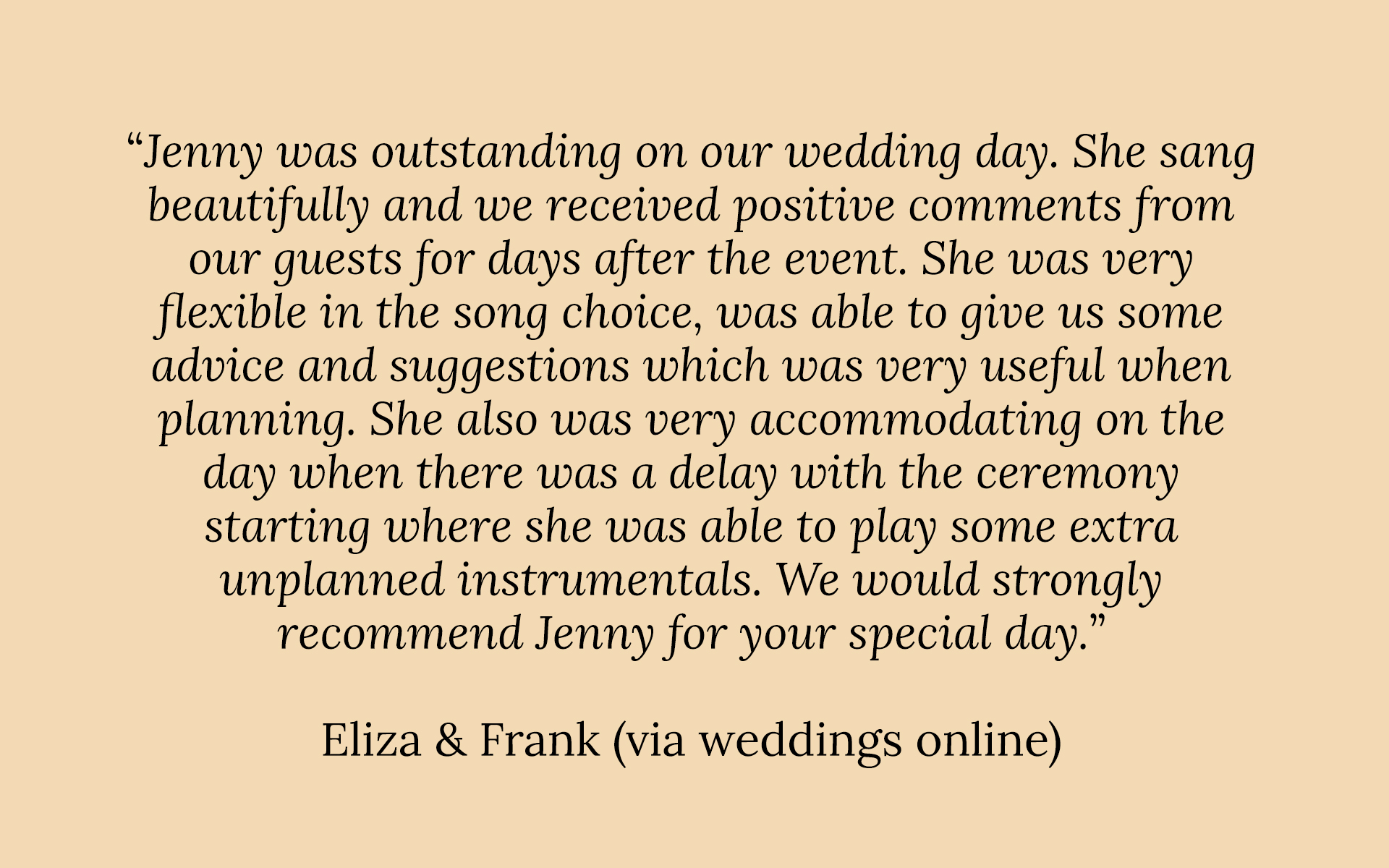 A positive review of Jenny O'Donovan - Wedding Singer
