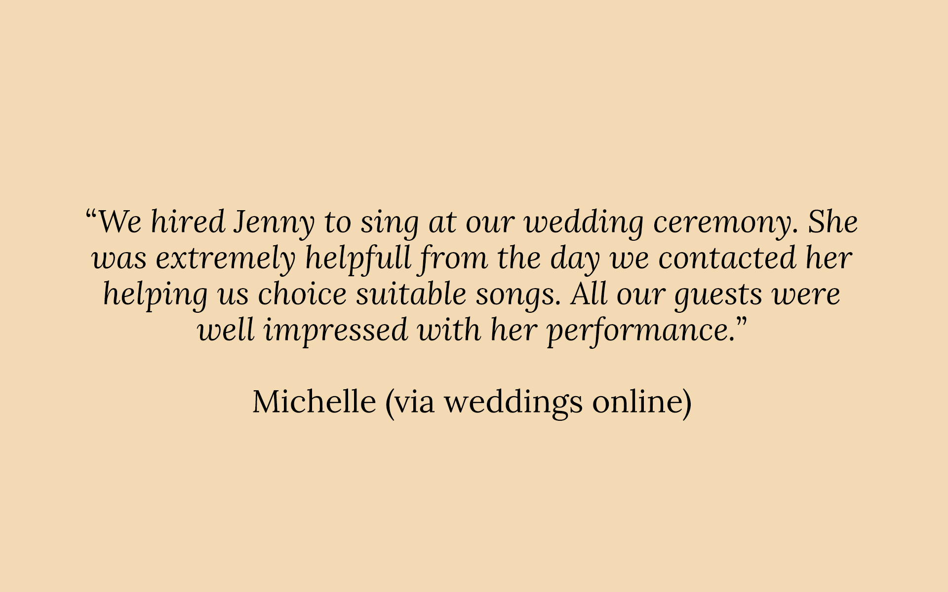 A positive review of Jenny O'Donovan - Wedding Singer